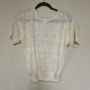 Short sleeve ivory Detail knit sweater Womens M